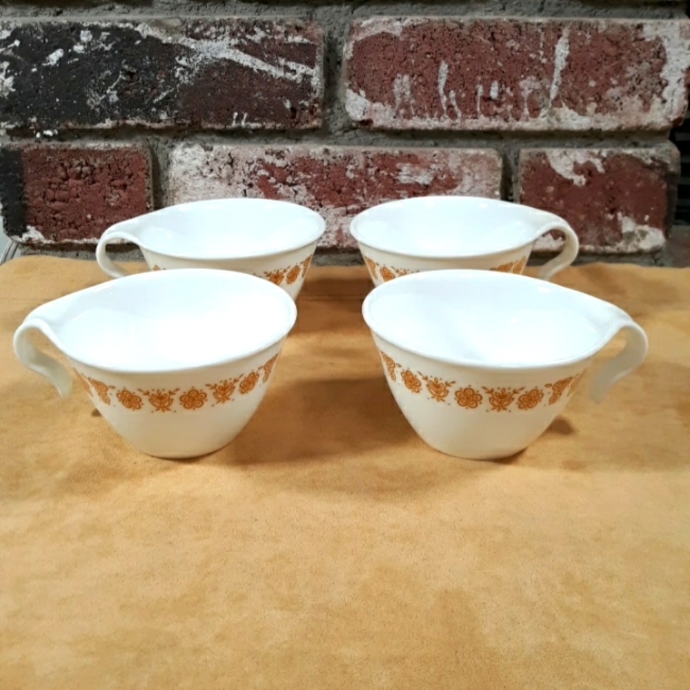 Corelle Butterfly Gold Flat Hook Mugs Set of 4